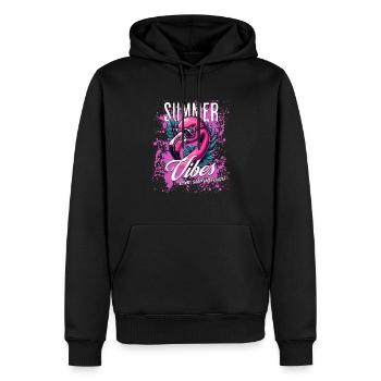 Ambiance estivale - Sweat à capuche Premium bio Homme - noir - Devant - Nico (187cm)