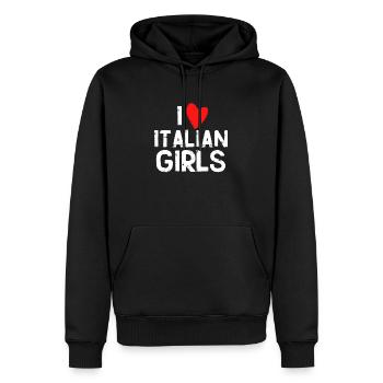j'adore les filles italiennes - Sweat à capuche Premium bio Homme - noir - Devant - Nico (187cm)