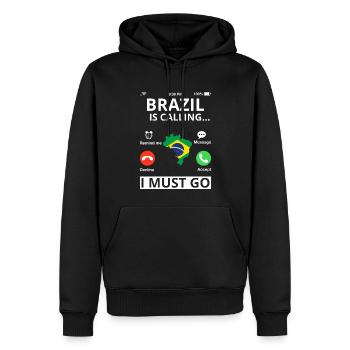 Drapeau Brésil Drapeau brésilien Amérique du Sud - Sweat à capuche Premium bio Homme - noir - Devant - Nico (187cm)