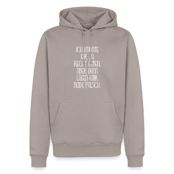 Recht Geben Zustimmen Wissen Alleswisser Geschenk - Männer Premium Bio Hoodie - Taupe - Vorne - Nico (187cm)