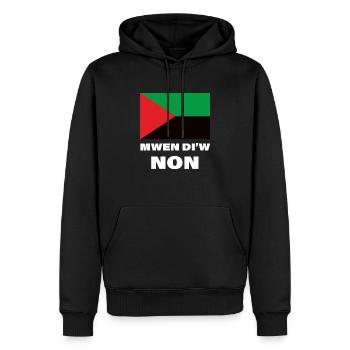 Drapeau Martinique Mwen Di'w Non - Sweat à capuche Premium bio Homme - noir - Devant - Nico (187cm)