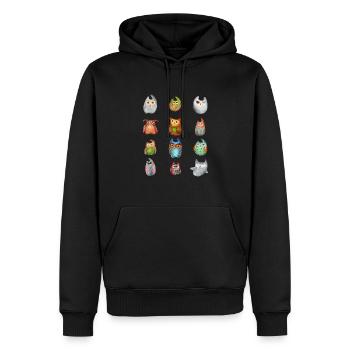 Eule Uhu Tier Waldtier Steinkauz Schleiereulen Fun - Männer Premium Bio Hoodie - Schwarz - Vorne - Nico (187cm)