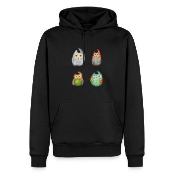 Eule Uhu Tier Waldtier Steinkauz Schleiereulen Fun - Männer Premium Bio Hoodie - Schwarz - Vorne - Nico (187cm)