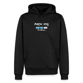 Papa 2023 Chargement Paternité Papa Devenir un Père Fun - Sweat à capuche Premium bio Homme - noir - Devant - Nico (187cm)