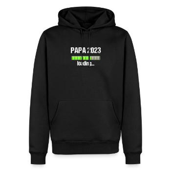 Papa 2023 Chargement de la paternité Devenir papa - Sweat à capuche Premium bio Homme - noir - Devant - Nico (187cm)