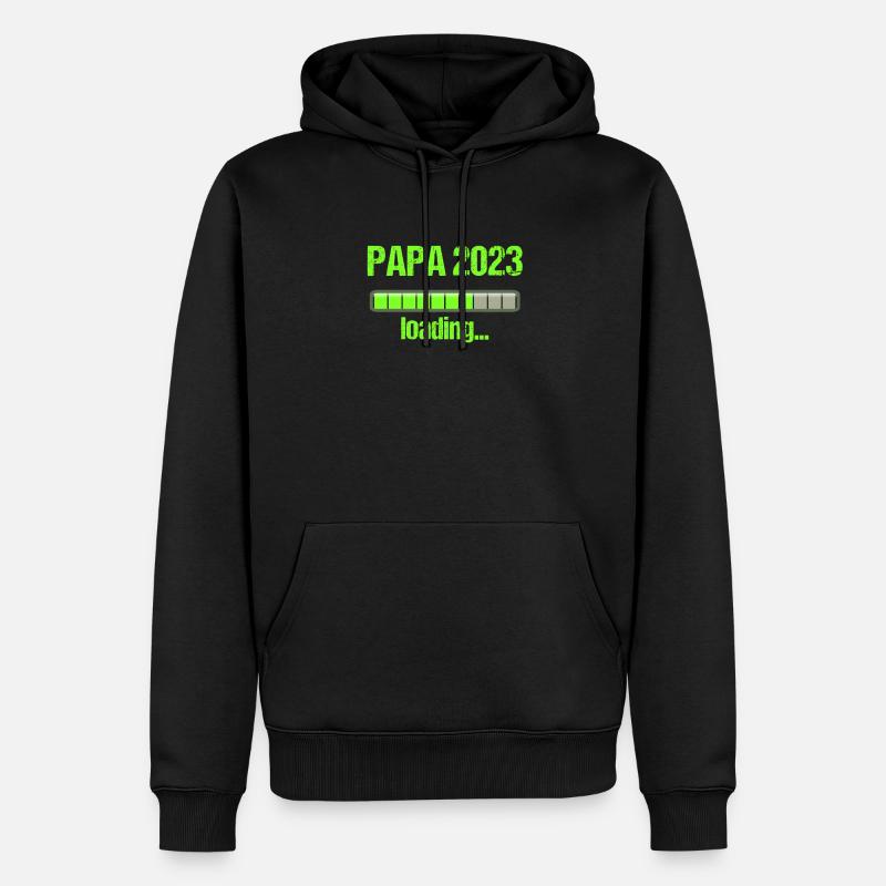 Papa 2023 Loading Vaterschaft Vater Werden Dad - Männer Premium Bio Hoodie - Schwarz