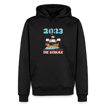 Schulkind 2023 Pirat Einschulung Erstklässler Kind - Männer Premium Bio Hoodie - Schwarz - Vorne - Nico (187cm)