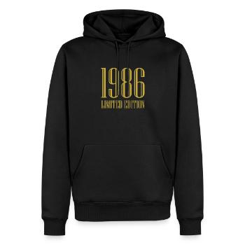 1986 édition limitée anniversaire cadeau femme mari - Sweat à capuche Premium bio Homme - noir - Devant - Nico (187cm)