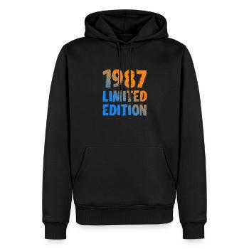 1987 édition limitée anniversaire cadeau femme mari - Sweat à capuche Premium bio Homme - noir - Devant - Nico (187cm)
