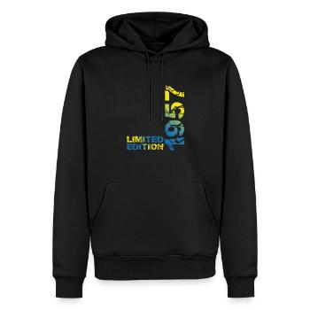 1957 édition limitée anniversaire cadeau femme mari - Sweat à capuche Premium bio Homme - noir - Devant - Nico (187cm)