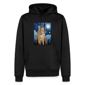 luchs, van gogh, sternennacht, tier - Männer Premium Bio Hoodie - Schwarz - Vorne - Nico (187cm)