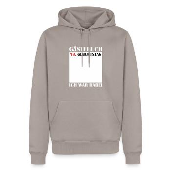 13e anniversaire fille 13 ans garçon cadeau - Sweat à capuche Premium bio Homme - taupe - Devant - Nico (187cm)