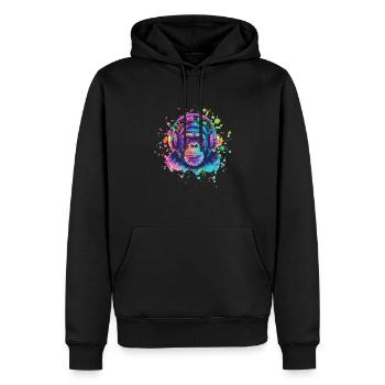 Singe Avec Casque Décoration Femme Cadeau Homme - Sweat à capuche Premium bio Homme - noir - Devant - Nico (187cm)
