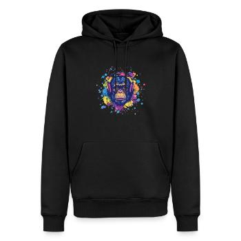 Singe Avec Casque Décoration Femme Cadeau Homme - Sweat à capuche Premium bio Homme - noir - Devant - Nico (187cm)