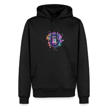 Singe Avec Casque Décoration Femme Cadeau Homme - Sweat à capuche Premium bio Homme - noir - Devant - Nico (187cm)