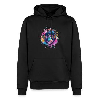 Singe Avec Casque Décoration Femme Cadeau Homme - Sweat à capuche Premium bio Homme - noir - Devant - Nico (187cm)