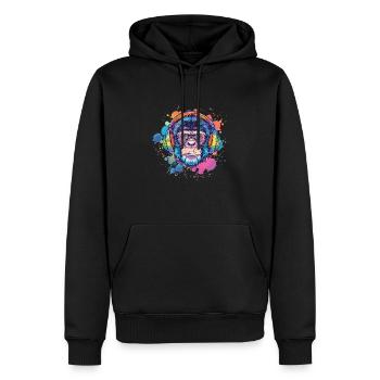 Singe Avec Casque Décoration Femme Cadeau Homme - Sweat à capuche Premium bio Homme - noir - Devant - Nico (187cm)