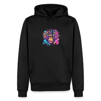 Singe Avec Casque Décoration Femme Cadeau Homme - Sweat à capuche Premium bio Homme - noir - Devant - Nico (187cm)
