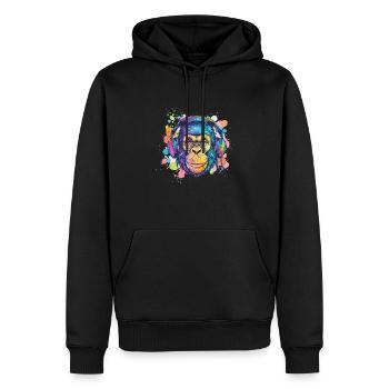 Singe Avec Casque Décoration Femme Cadeau Homme - Sweat à capuche Premium bio Homme - noir - Devant - Nico (187cm)