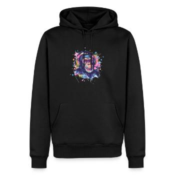 Singe Avec Casque Décoration Femme Cadeau Homme - Sweat à capuche Premium bio Homme - noir - Devant - Nico (187cm)