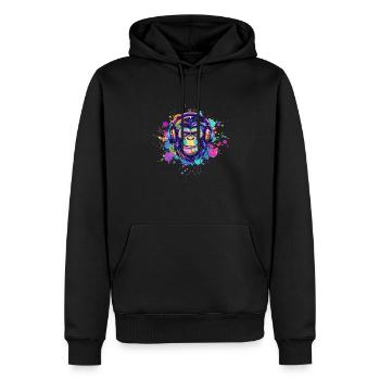 Singe Avec Casque Décoration Femme Cadeau Homme - Sweat à capuche Premium bio Homme - noir - Devant - Nico (187cm)