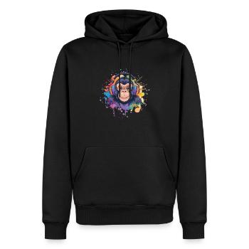 Singe Avec Casque Décoration Femme Cadeau Homme - Sweat à capuche Premium bio Homme - noir - Devant - Nico (187cm)