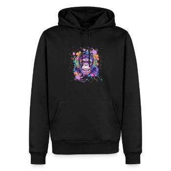 Singe Avec Casque Décoration Femme Cadeau Homme - Sweat à capuche Premium bio Homme - noir - Devant - Nico (187cm)