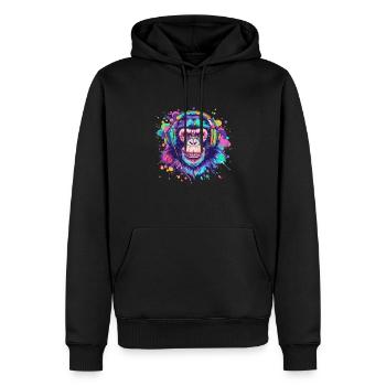 Singe Avec Casque Décoration Femme Cadeau Homme - Sweat à capuche Premium bio Homme - noir - Devant - Nico (187cm)