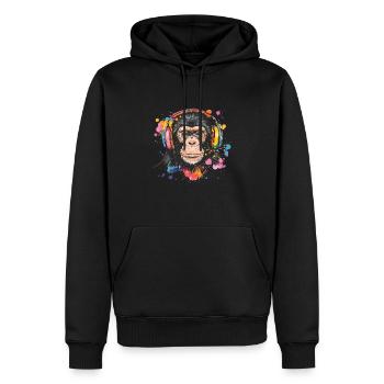 Singe Avec Casque Décoration Femme Cadeau Homme - Sweat à capuche Premium bio Homme - noir - Devant - Nico (187cm)