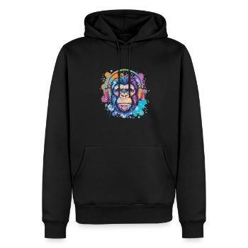 Singe Avec Casque Décoration Femme Cadeau Homme - Sweat à capuche Premium bio Homme - noir - Devant - Nico (187cm)