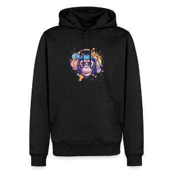 Singe Avec Casque Décoration Femme Cadeau Homme - Sweat à capuche Premium bio Homme - noir - Devant - Nico (187cm)