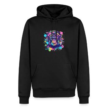 Singe avec casque Décoration femme Cadeau pour homme - Sweat à capuche Premium bio Homme - noir - Devant - Nico (187cm)