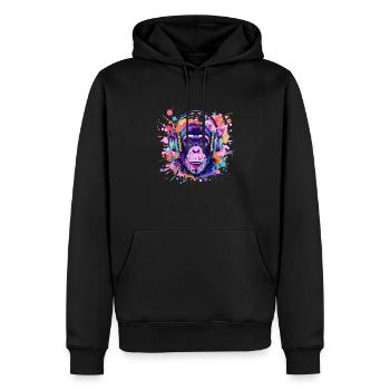 Singe Avec Casque Décoration Femme Cadeau Homme - Sweat à capuche Premium bio Homme - noir - Devant - Nico (187cm)