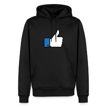 Comme un like! - Sweat à capuche Premium bio Homme - noir - Devant - Nico (187cm)