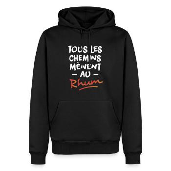 Tous les chemins mènent au rhum - Sweat à capuche Premium bio Homme - noir - Devant - Nico (187cm)