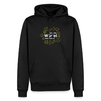 lasst den Würfel entscheiden - Männer Premium Bio Hoodie - Schwarz - Vorne - Nico (187cm)