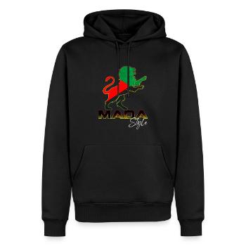 Mada Style Martinique Lion Puissance Et Force - Sweat à capuche Premium bio Homme - noir - Devant - Nico (187cm)