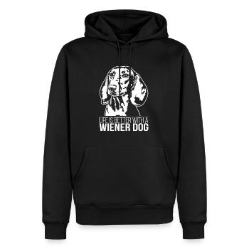 Wiener Dog life is better Hunde Hund Wilsigns - Männer Premium Bio Hoodie - Schwarz - Vorne - Nico (187cm)