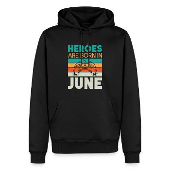 Heroes are born in June - Gamer Design - Men’s Premium Organic Hoodie - black - Front - Nico (187cm)