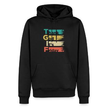 Dieu merci, c’est vendredi - Sweat à capuche Premium bio Homme - noir - Devant - Nico (187cm)