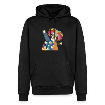 Folk Art Terrier Dog Portrait - Men’s Premium Organic Hoodie - black - Front - Nico (187cm)