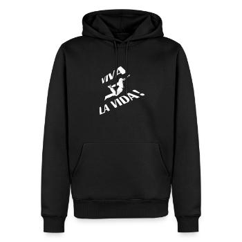 Vive la vie ! White - Sweat à capuche Premium bio Homme - noir - Devant - Nico (187cm)