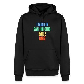 Retro Vintage Living In San Antonio Since 1962 - Men’s Premium Organic Hoodie - black - Front - Nico (187cm)