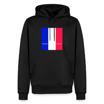 Calmez Vous et parler en Français - Sweat à capuche Premium bio Homme - noir - Devant - Nico (187cm)