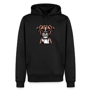 BOXERHUND ZEICHNUNG - Männer Premium Bio Hoodie - Schwarz - Vorne - Nico (187cm)