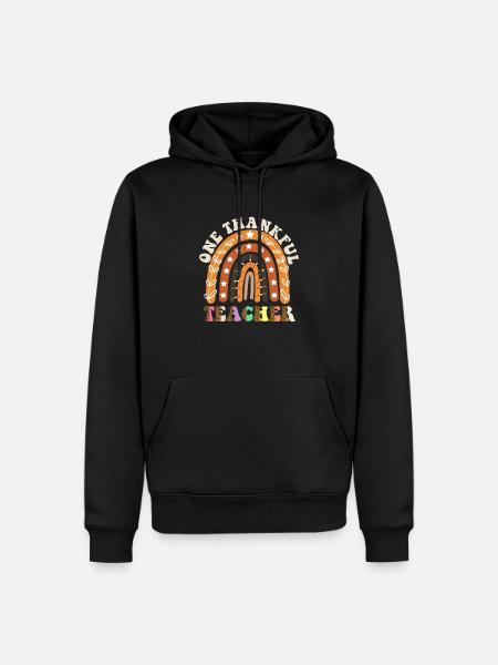 One Thankful Teacher Thanksgiving Day Rainbow - Männer Premium Bio Hoodie - Schwarz
