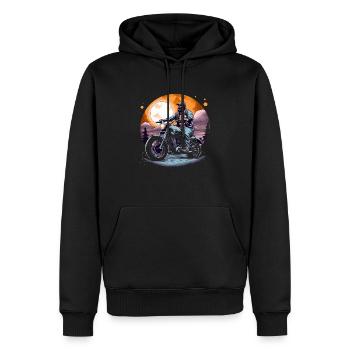 Bernard le motard - Sweat à capuche Premium bio Homme - noir - Devant - Nico (187cm)