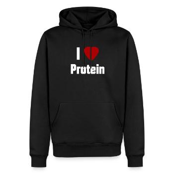 I Love Protein - Männer Premium Bio Hoodie - Schwarz - Vorne - Nico (187cm)