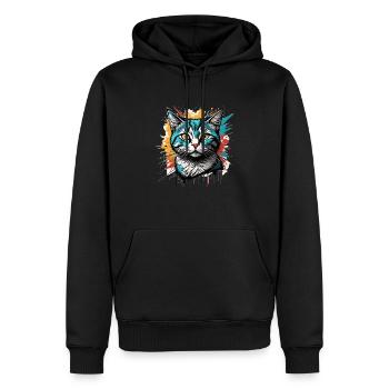 Grafitti Katzenkopf - Männer Premium Bio Hoodie - Schwarz - Vorne - Nico (187cm)
