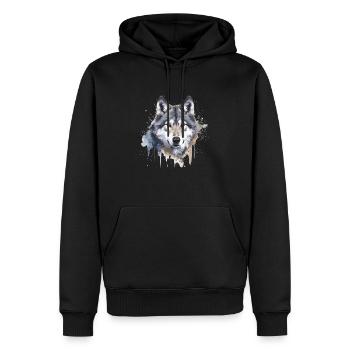 Loup 2 - Sweat à capuche Premium bio Homme - noir - Devant - Nico (187cm)
